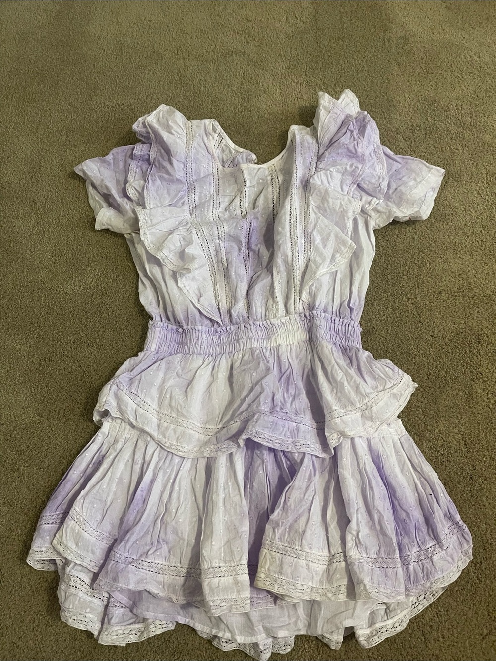 LoveShackFancy Lavender Ruffle Tiered Dress for Kids